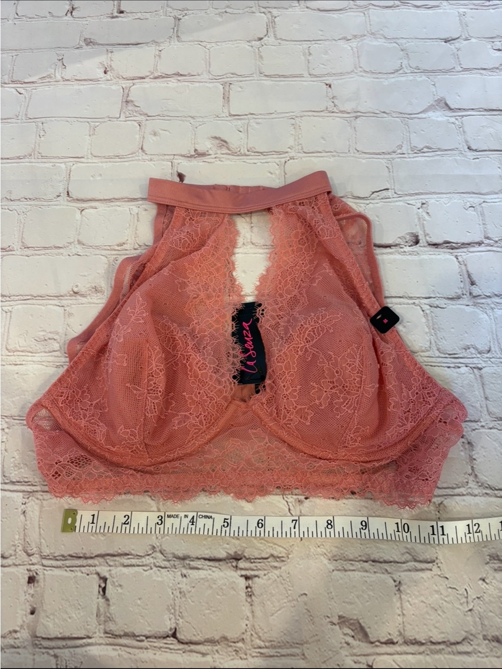 Coral Lace High-Neck Bralette